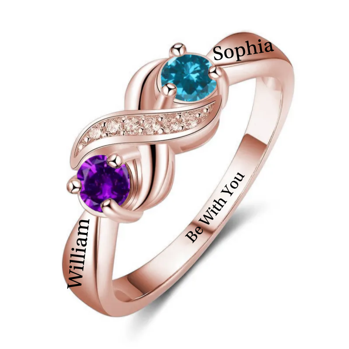 KISSFAITH-Personalized Promise Birthstones Ring For Couple - kissfaith