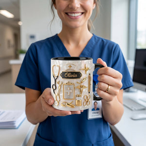 Personalized Custom Name Nurse 3D Effect Coffee Cup