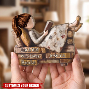 Personalized Just A Girl Who Loves Books Plaque, Bookworm Xmas Gift