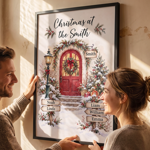 Personalized Christmas Family Door Sign Wall Art