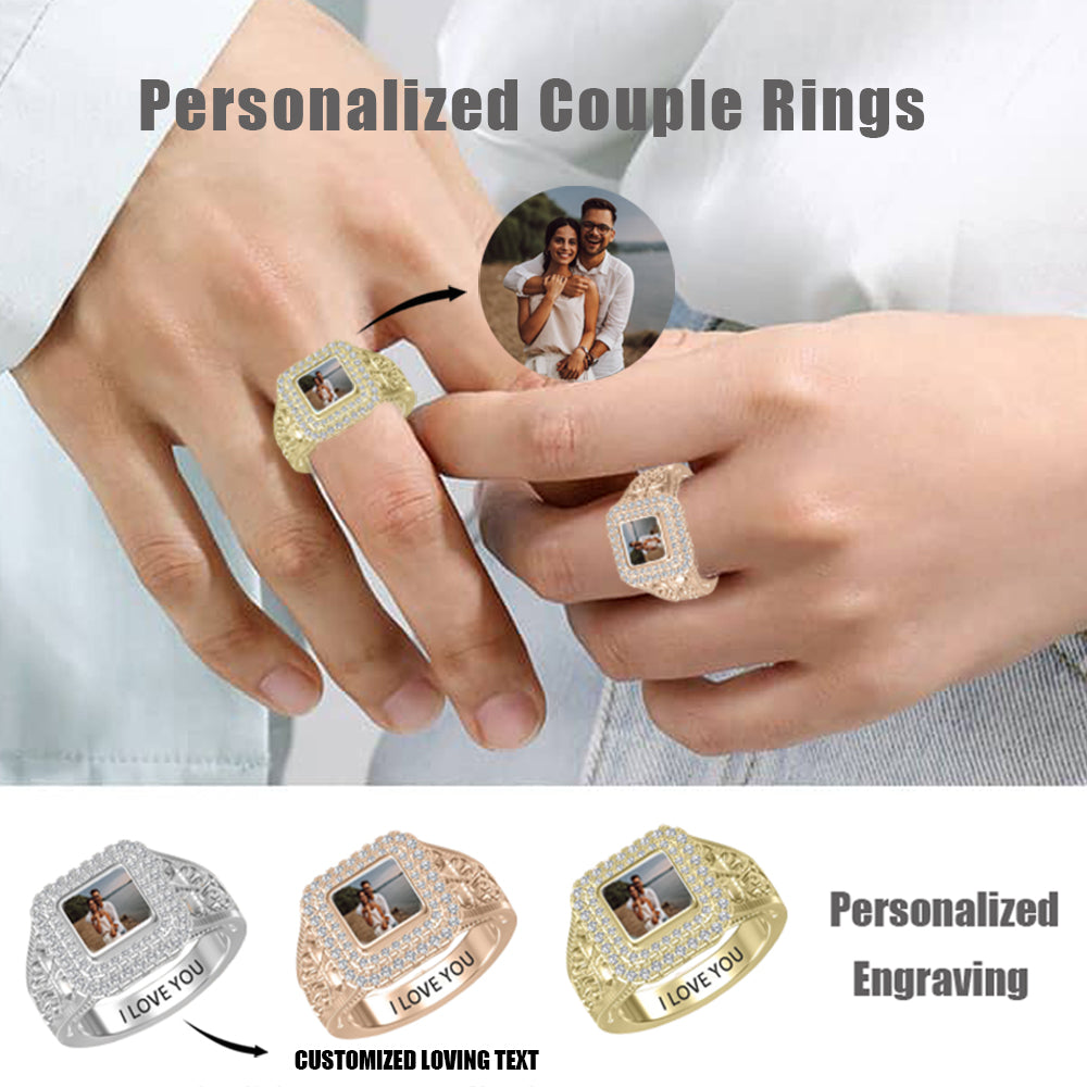Personalized Ring With Picture And Text For Wedding Valentine's Day Anniversary