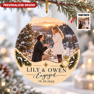 Personalized Engagement Christmas Ornament, Custom Photo Newlywed Keepsake