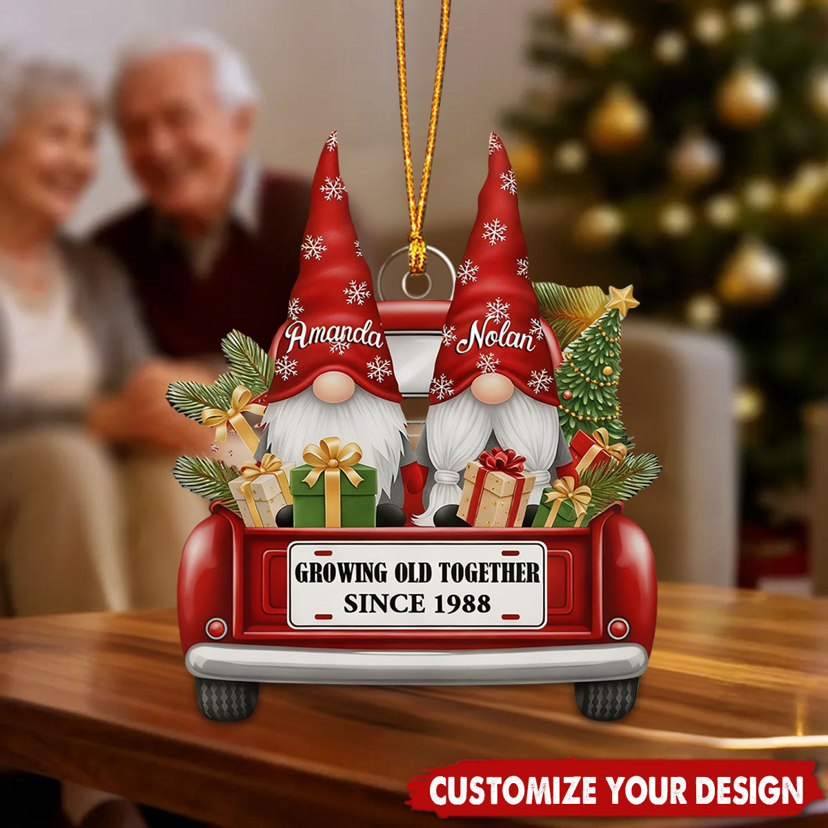 Custom Couple Growing Old Together Christmas Ornament