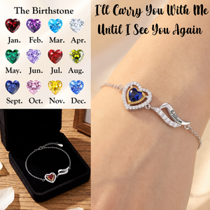 Always In My Heart, Personalized Angel Wings Birthstone Bracelet