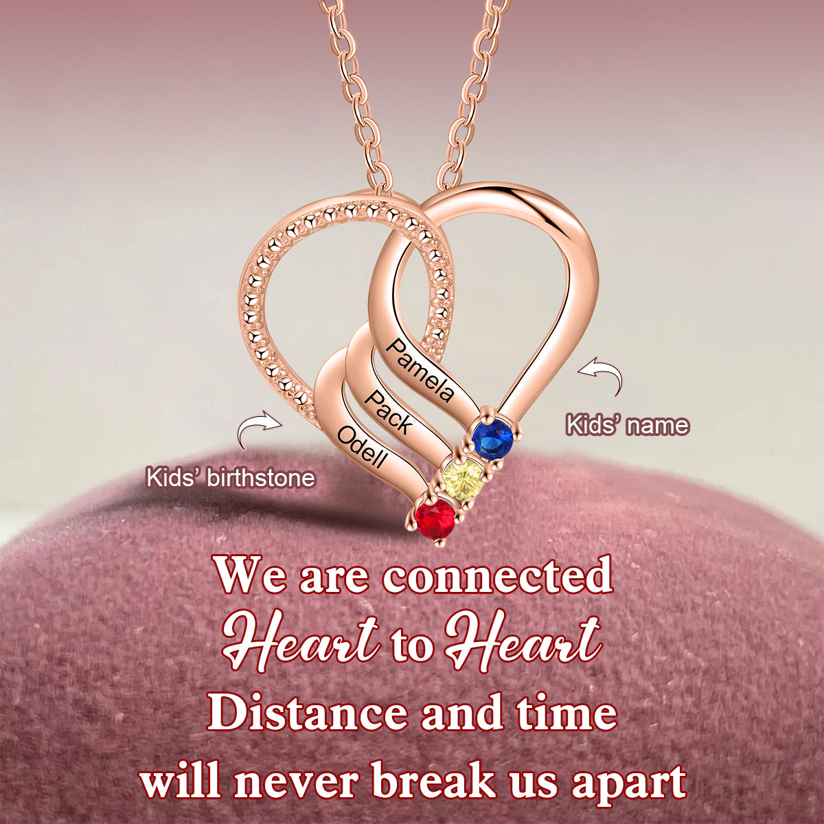 Personalized Multiple Birthstones Necklace-Grandma Mom Family Necklace