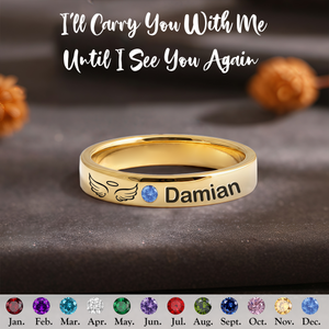 Forever In My Heart, Personalized Wings Memorial Birthstone Ring
