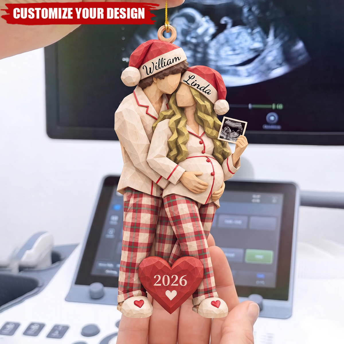 Custom Ultrasound Photo Pregnancy Ornament, Expecting Parents Gift