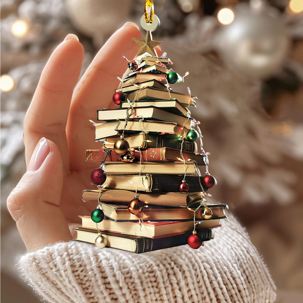 Bookstack Christmas Ornament, Christmas Gifts For Book Lovers