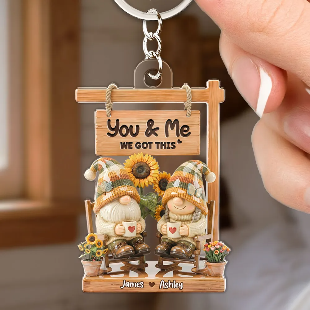 3D Effect Couple Sitting On Rocking Chair - Personalized Acrylic Keychain