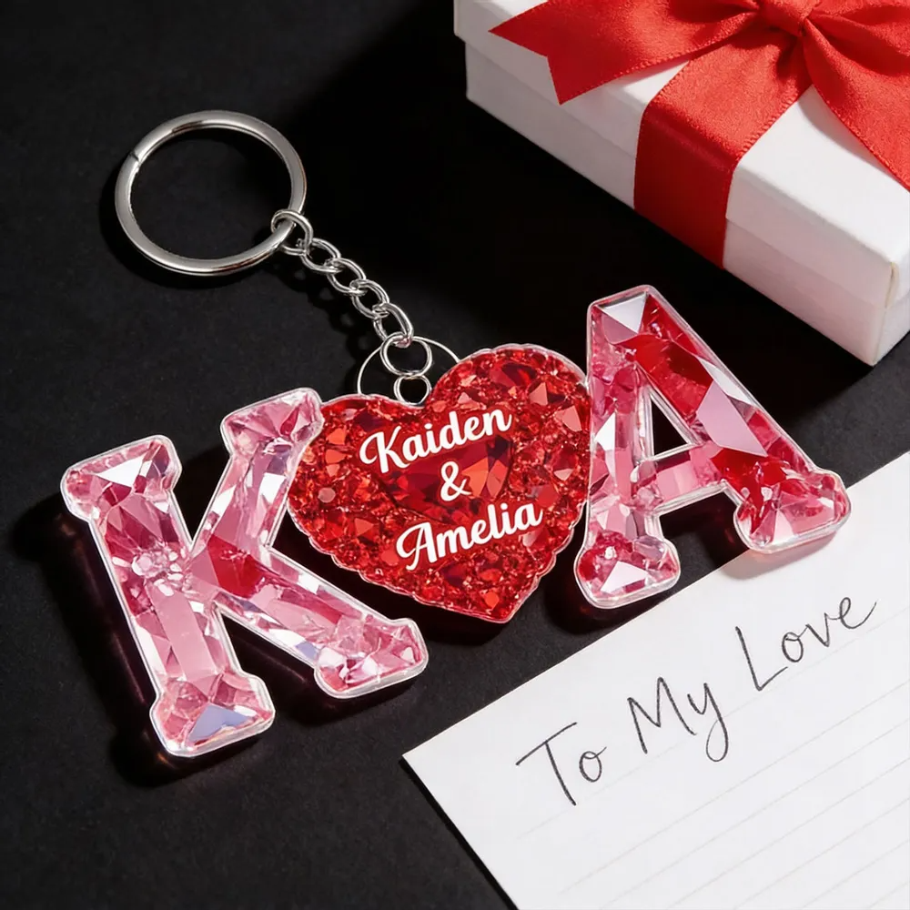 Couple Love Initial - Personalized Acrylic Keychain