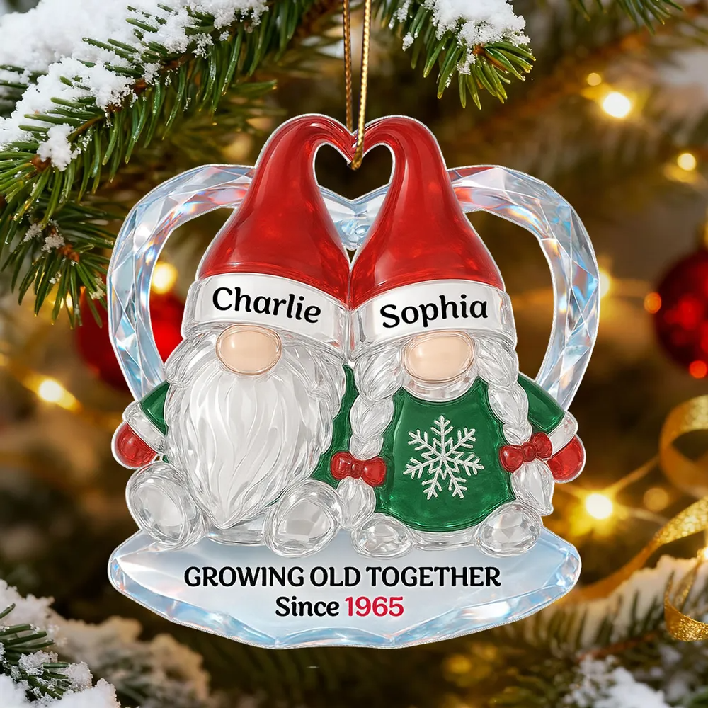 Christmas Couple 3D Crystal Effect - Personalized Acrylic Ornament