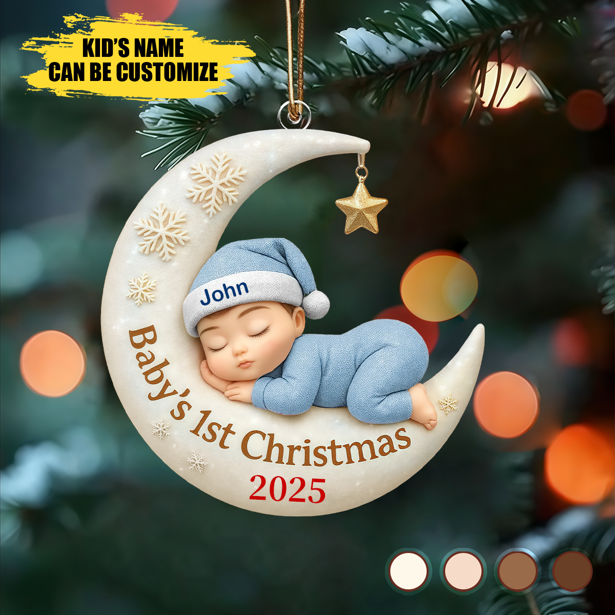 Personalized Baby's First Christmas Ornament, Newborn Baby Sleeping Gift