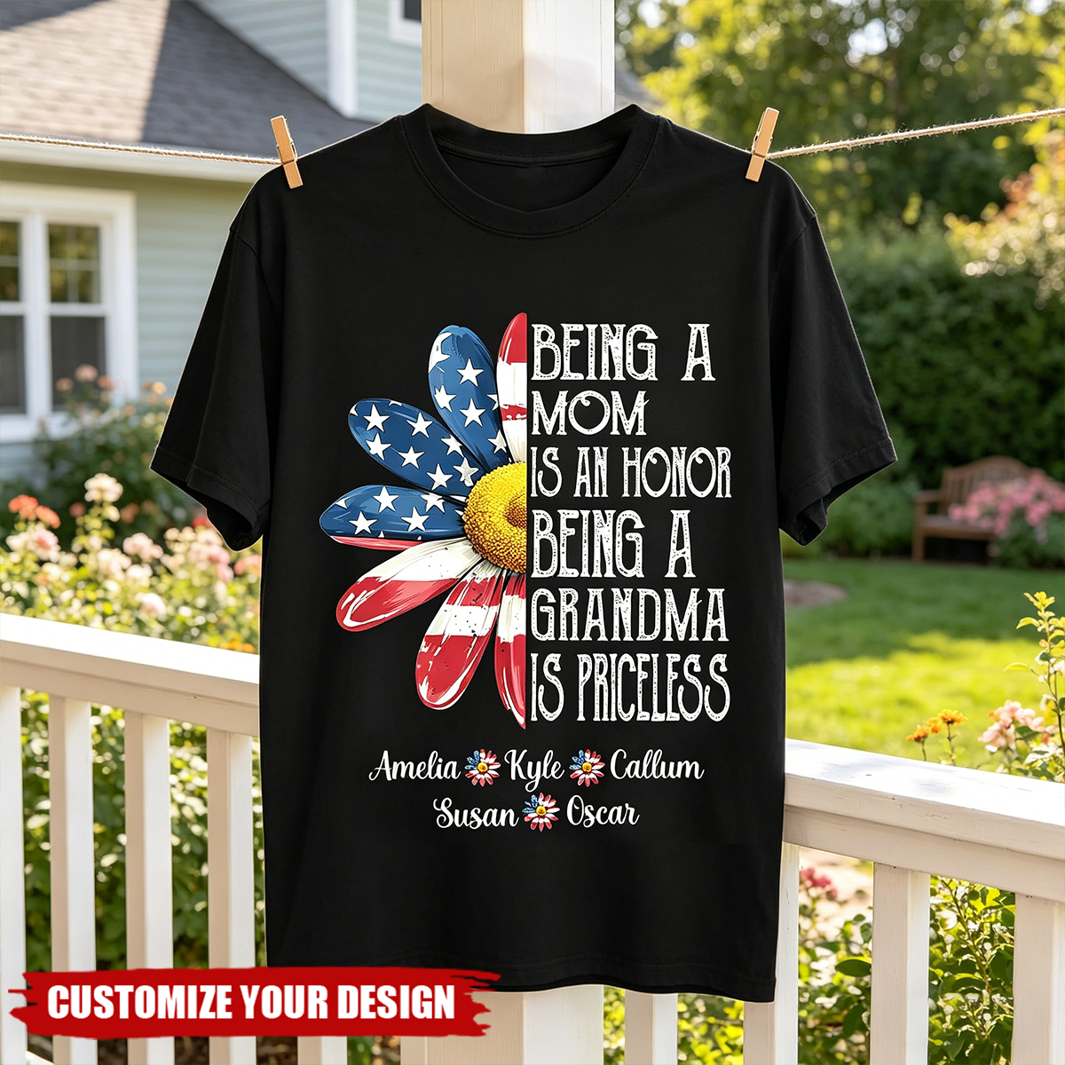 Being a Mom Is an Honor Grandma Is Priceless - Personalized Grandma T-Shirt