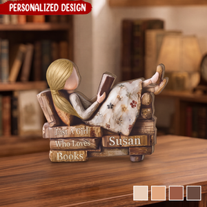 Personalized Just A Girl Who Loves Books Plaque, Bookworm Xmas Gift