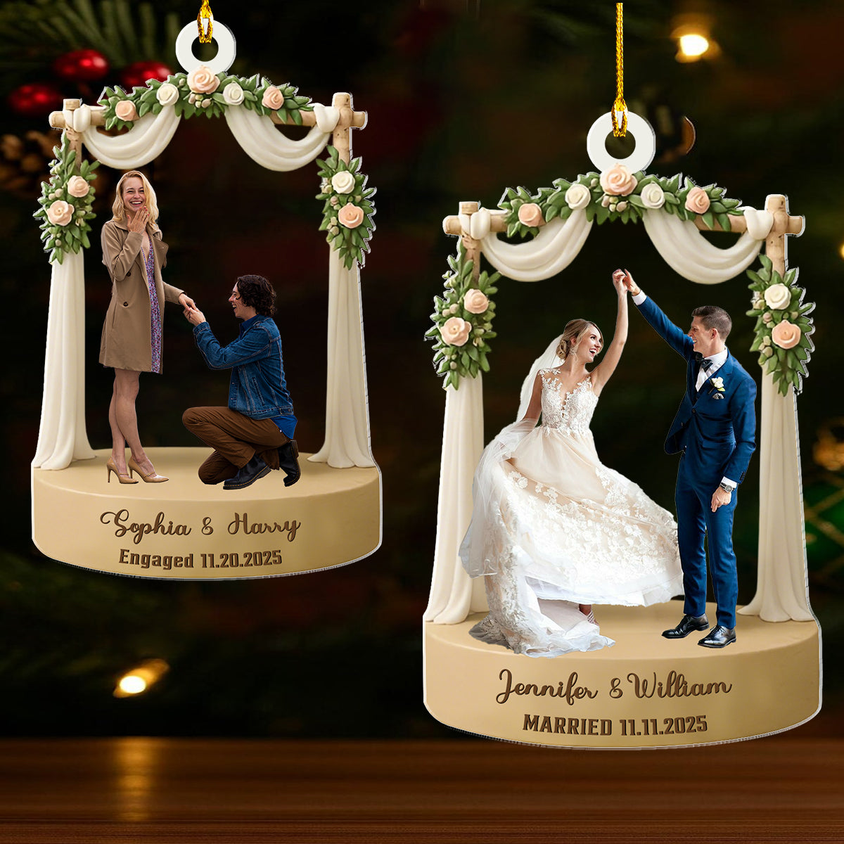 Custom Engagement Married Ornament Gift For Newlyweds