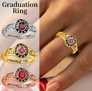Personalized Graduation Birthstone Class Ring, Class of 2026