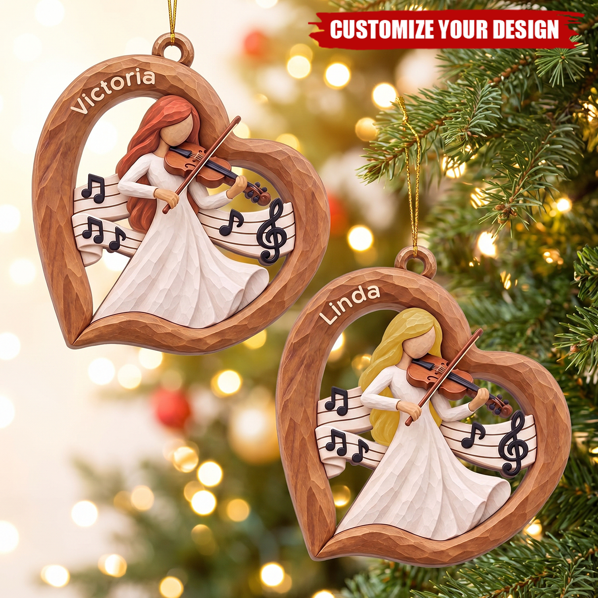 Personalized Violin Players Violin Girl Christmas Ornament