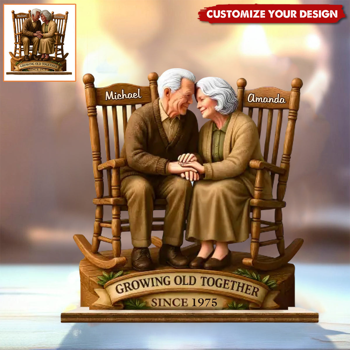 Love That Grows With Time - Couple Personalized 2-Layered Wooden Plaque