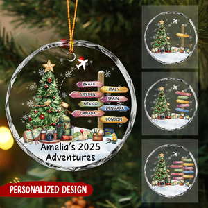 Custom Adventure Christmas Ornament - Travel Destination Keepsake