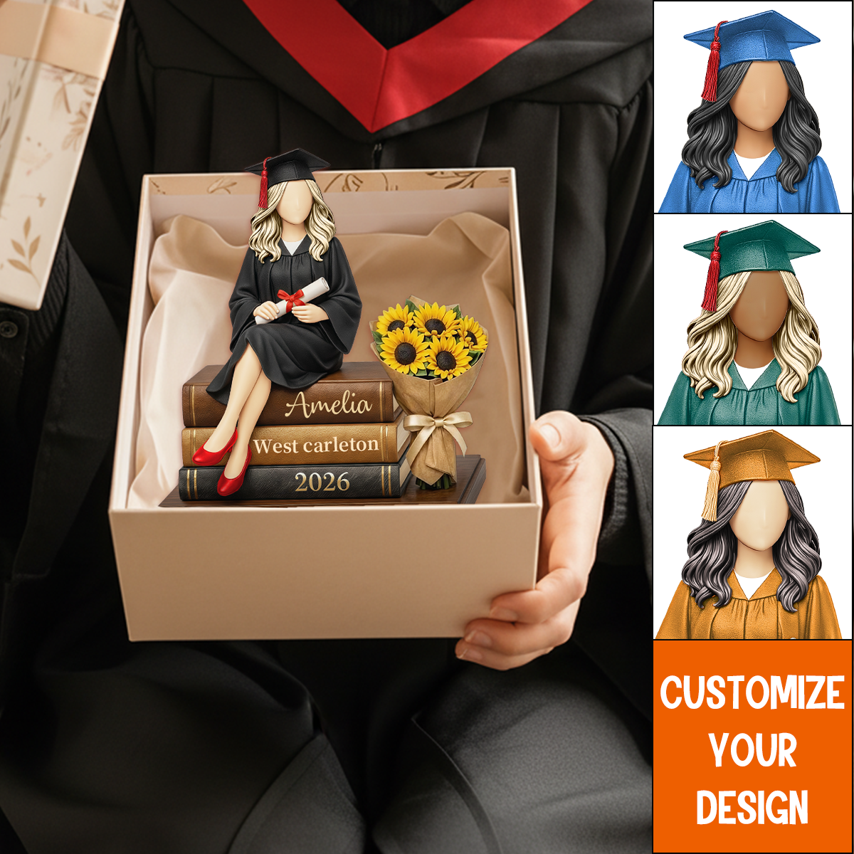 Personalized Graduation Wooden Block, Custom Name Grad Gift, Class of 2026