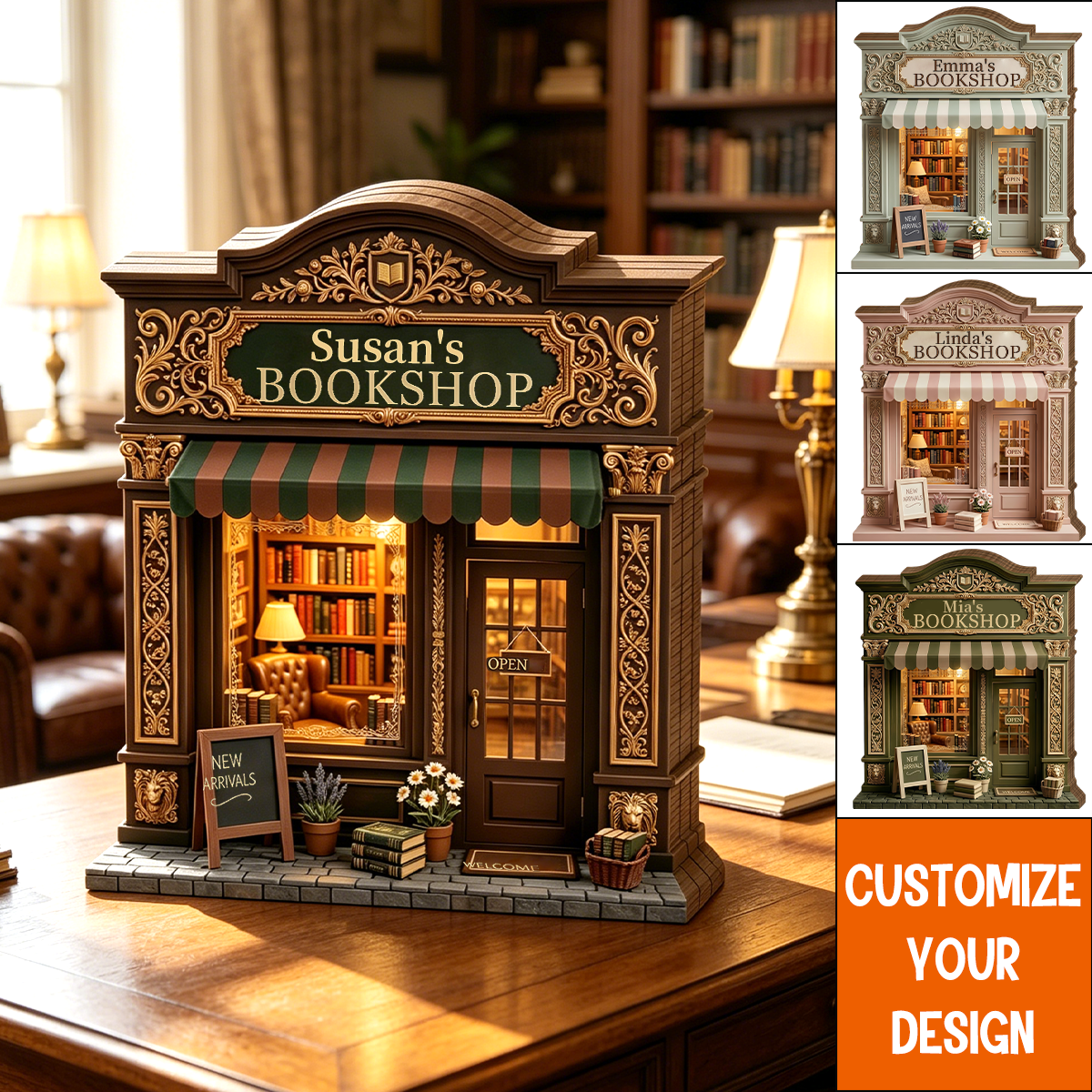 Personalized Bookshop Wood Sign,Reading Nook Bookshelf Decor