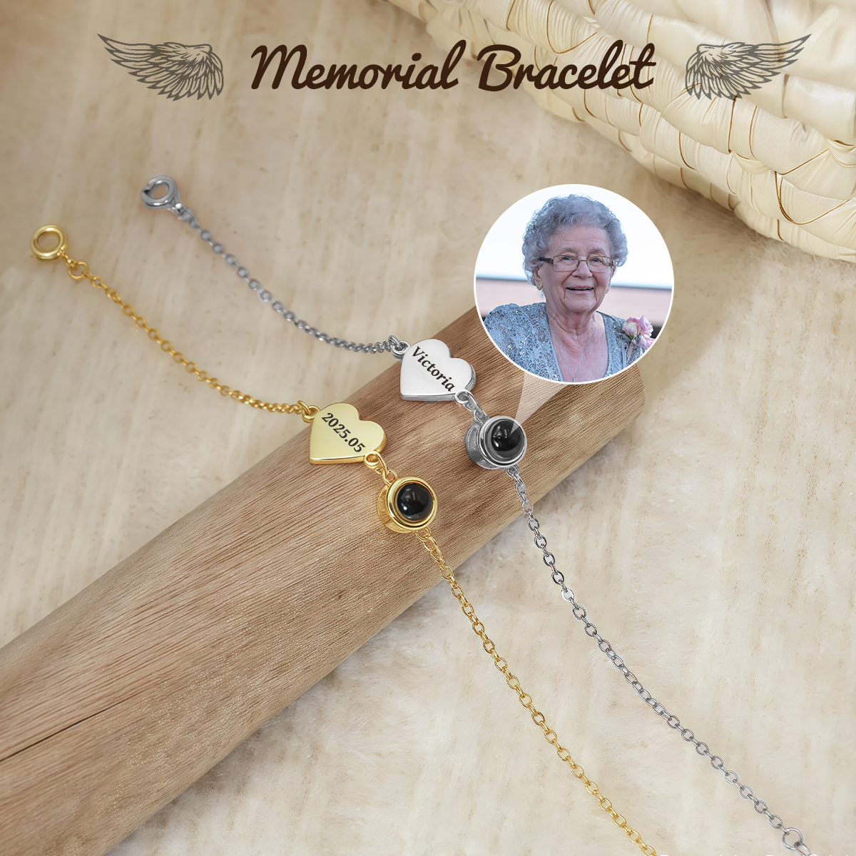 Personalized Custom Photo Projection Bracelet with Heart