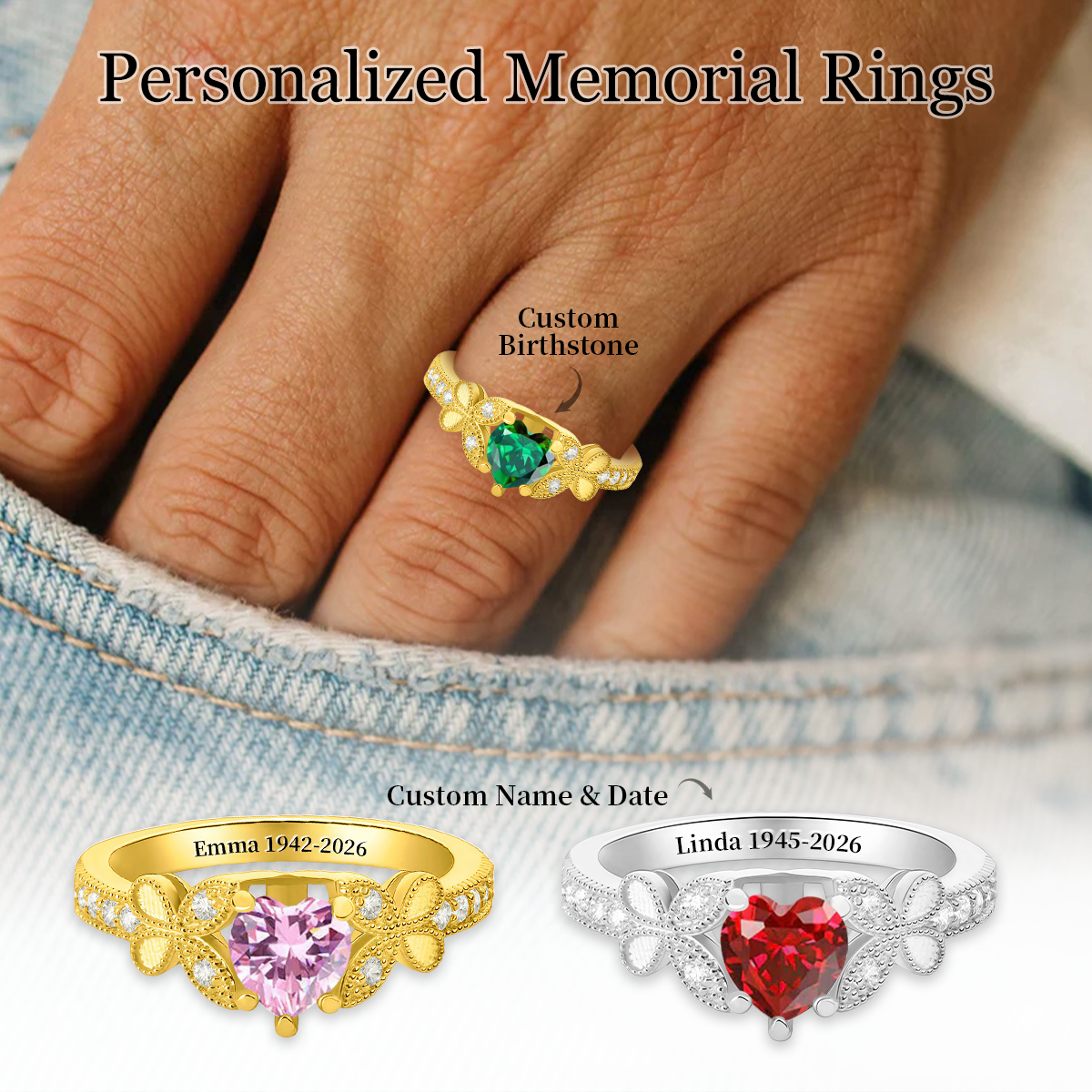 I'm Always With You - Personalized Birthstone Memorial Ring