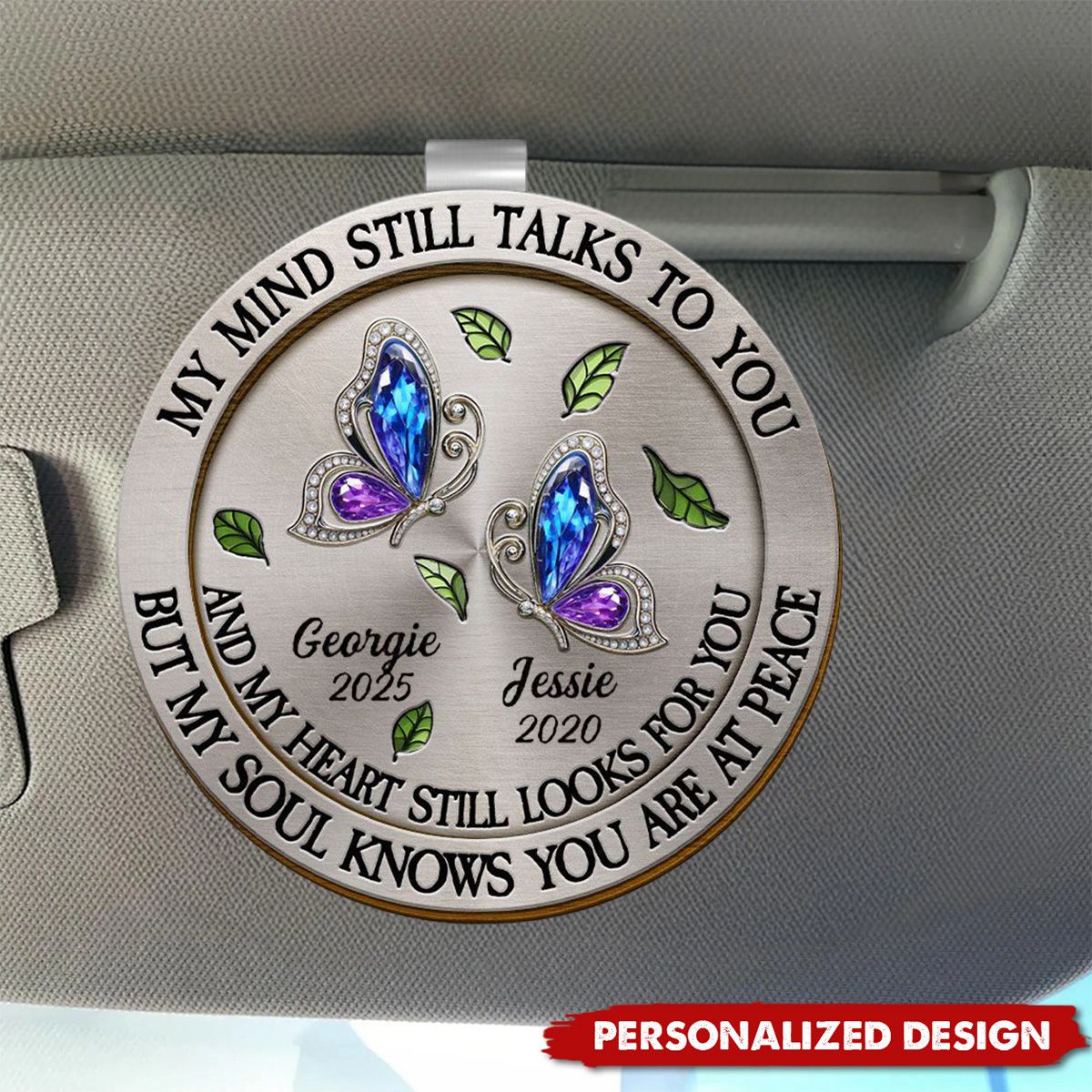 Memorial My Mind Still Talks To You - Personalized Custom Shaped Car Visor Clip