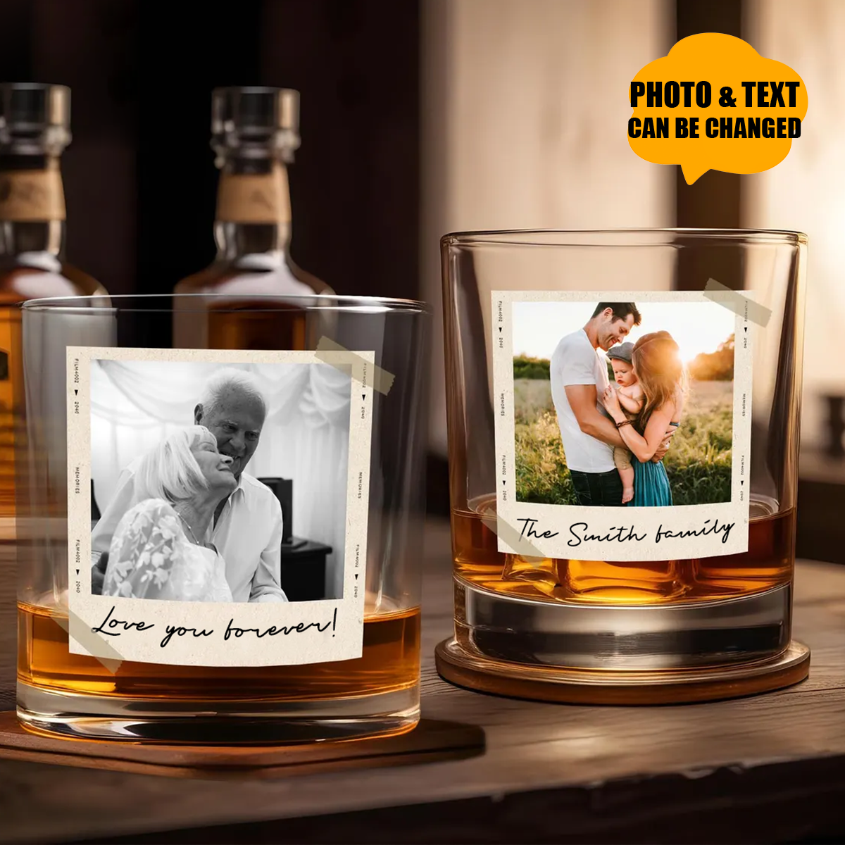 Custom Vintage Photo, Personalized Photo Whiskey Glass