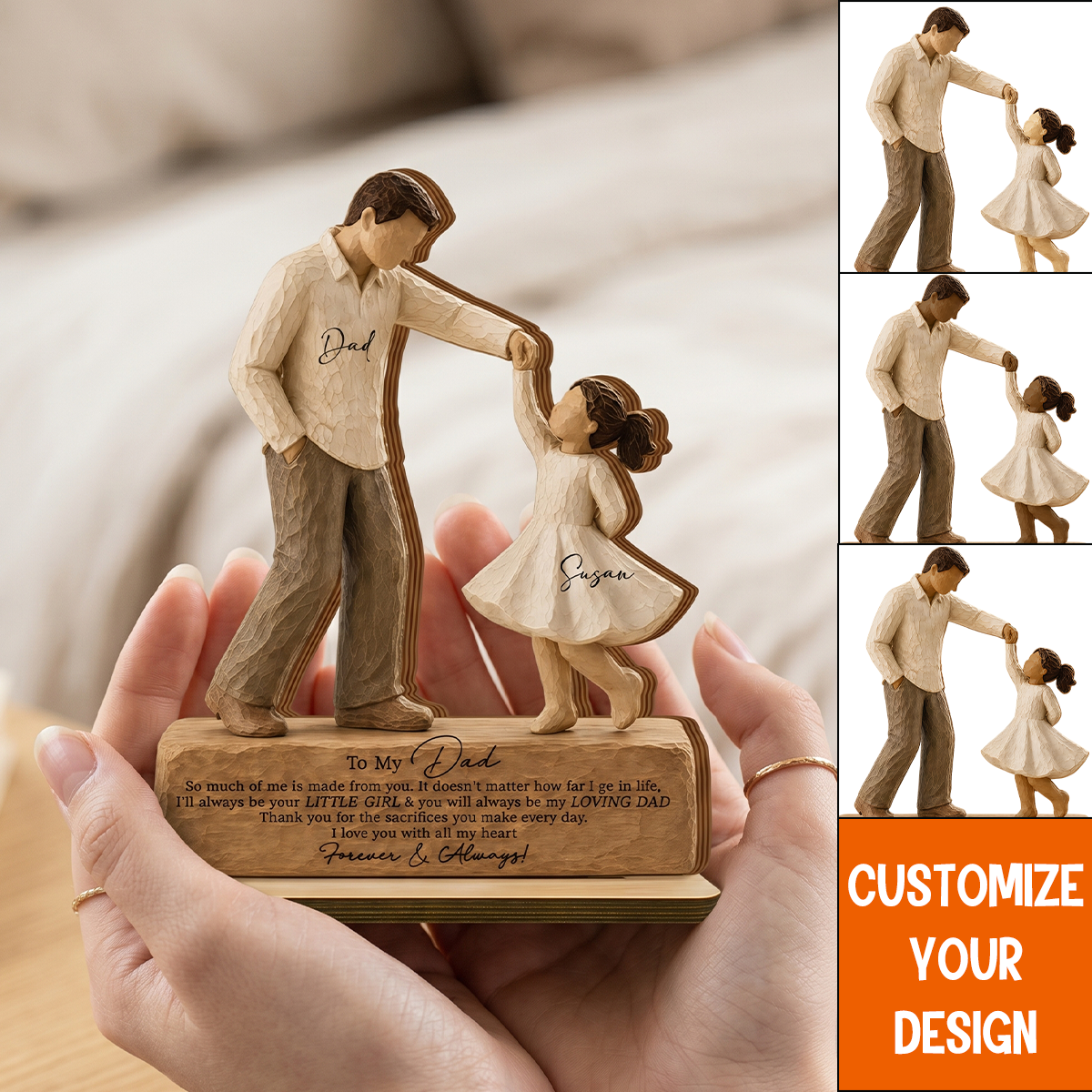 Personalized Father and Daughter Dancing Wooden Plaque