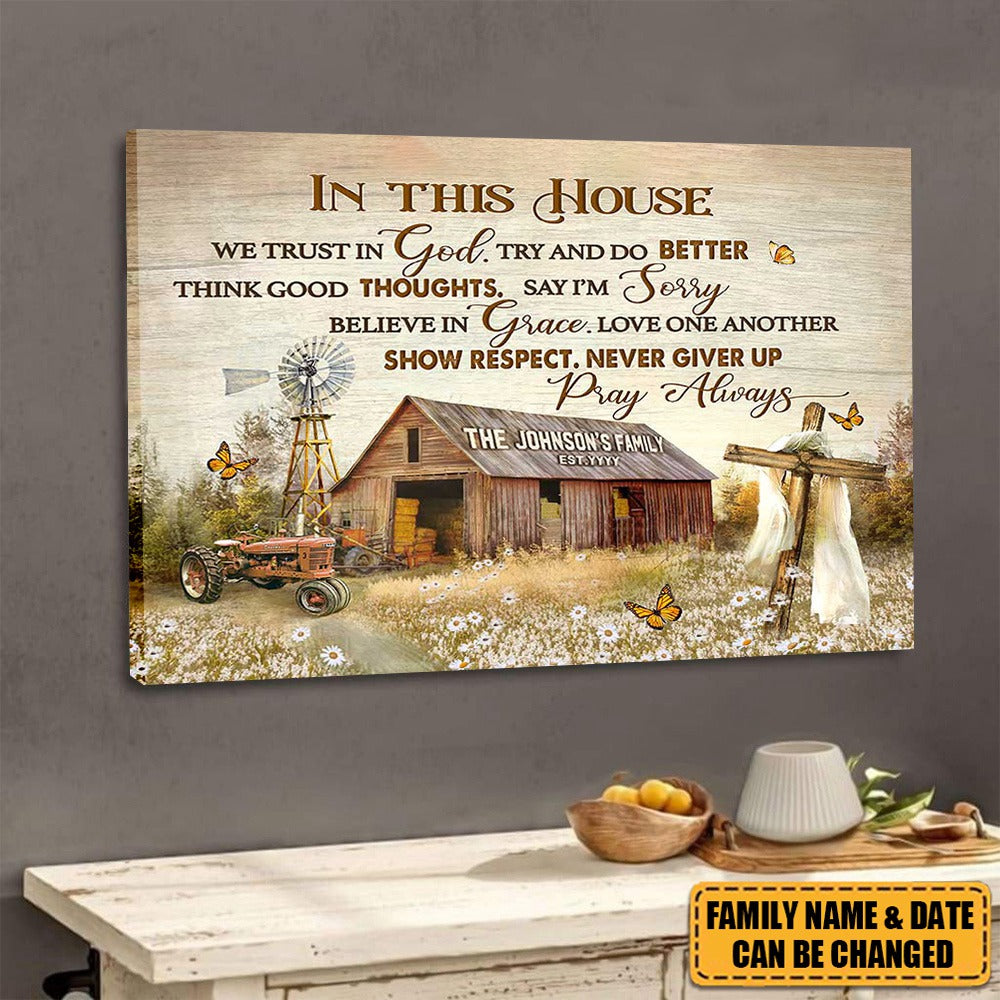 KISSFAITH-In This House We Trust In God - Personalized Christian Canvas