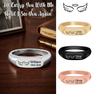 In Loving Memory Personalized Angel Wings Ring