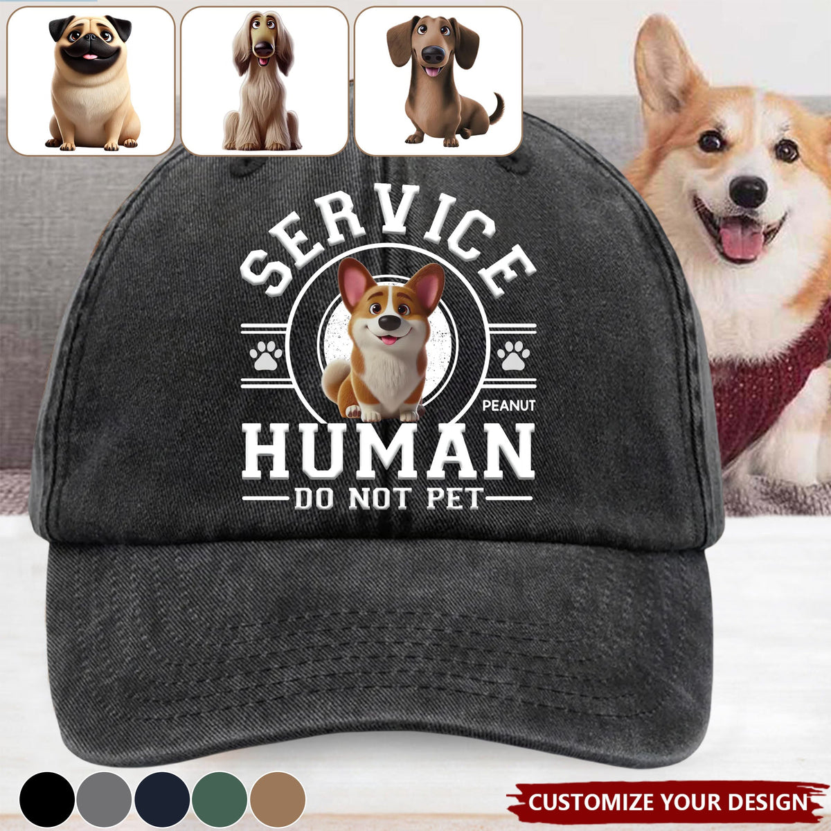 Service Human, Do Not Pet - Dog Personalized Custom Classic Cap