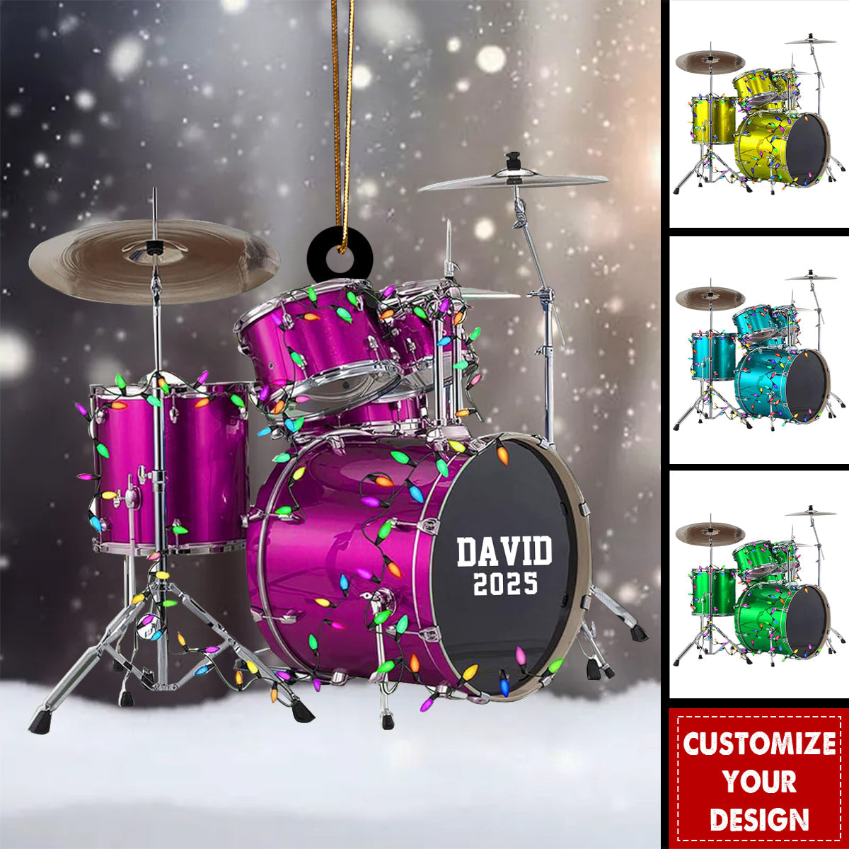 Personalized Drum Ornament, Christmas Gift For Drum Lovers