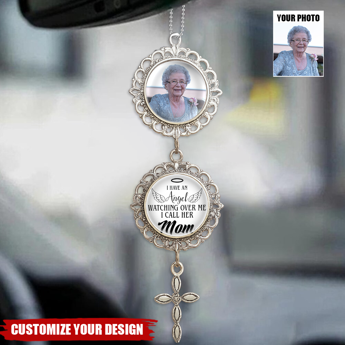 Personalized Car Photo Memorial Charm, An Angel Watching Over Me Accessories Gifts