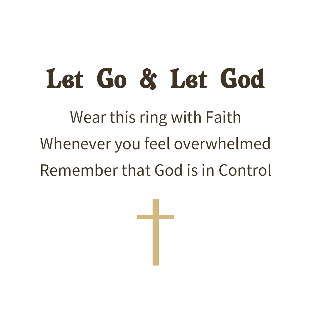 KISSFAITH- Christan Let Go, Let God Sterling Silver Cross Adjustable Ring