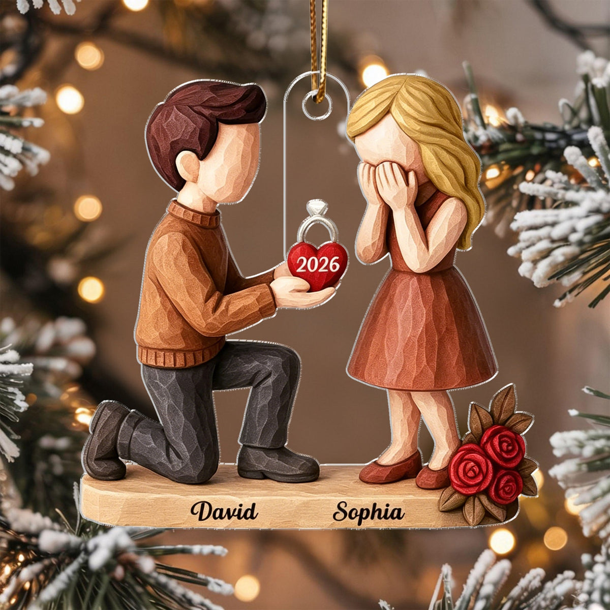 Couple Marriage Proposal - Personalized Acrylic Ornament