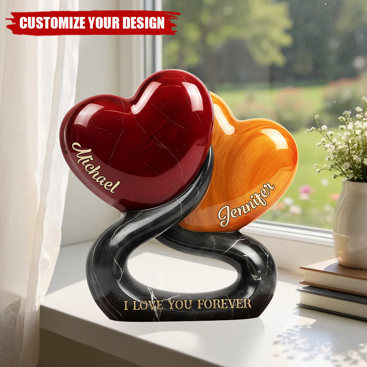 Personalized Couple Interlocking Hearts Acrylic Plaque