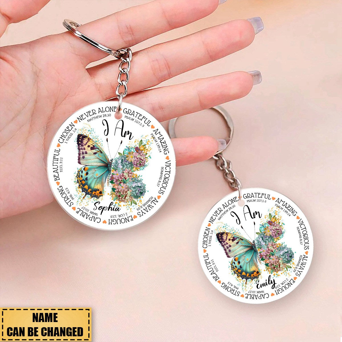 KISSFAITH-I Am Affirmation Personalized Keychain