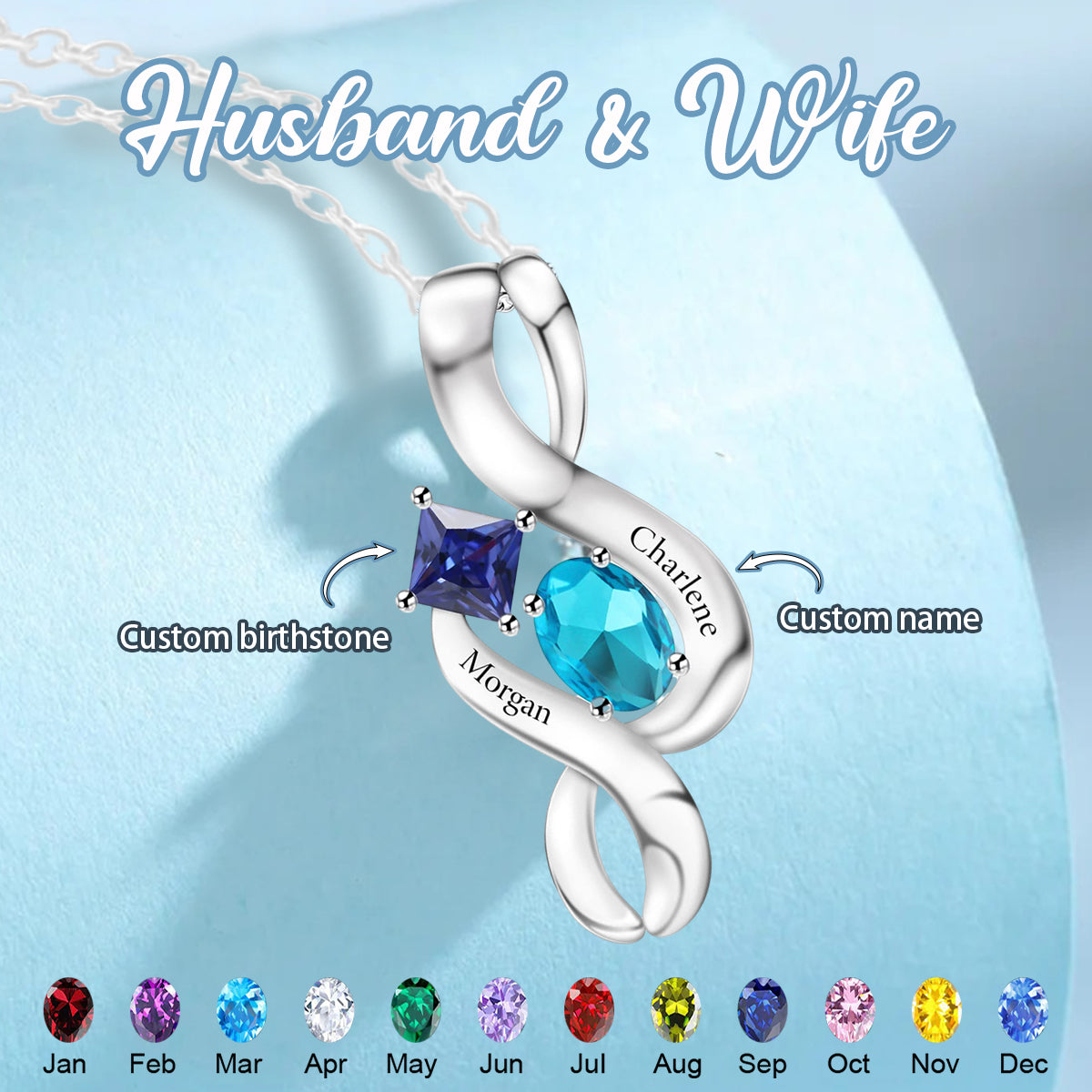 Personalized Name Birthstone Couple Necklace-Gift For Your Lover