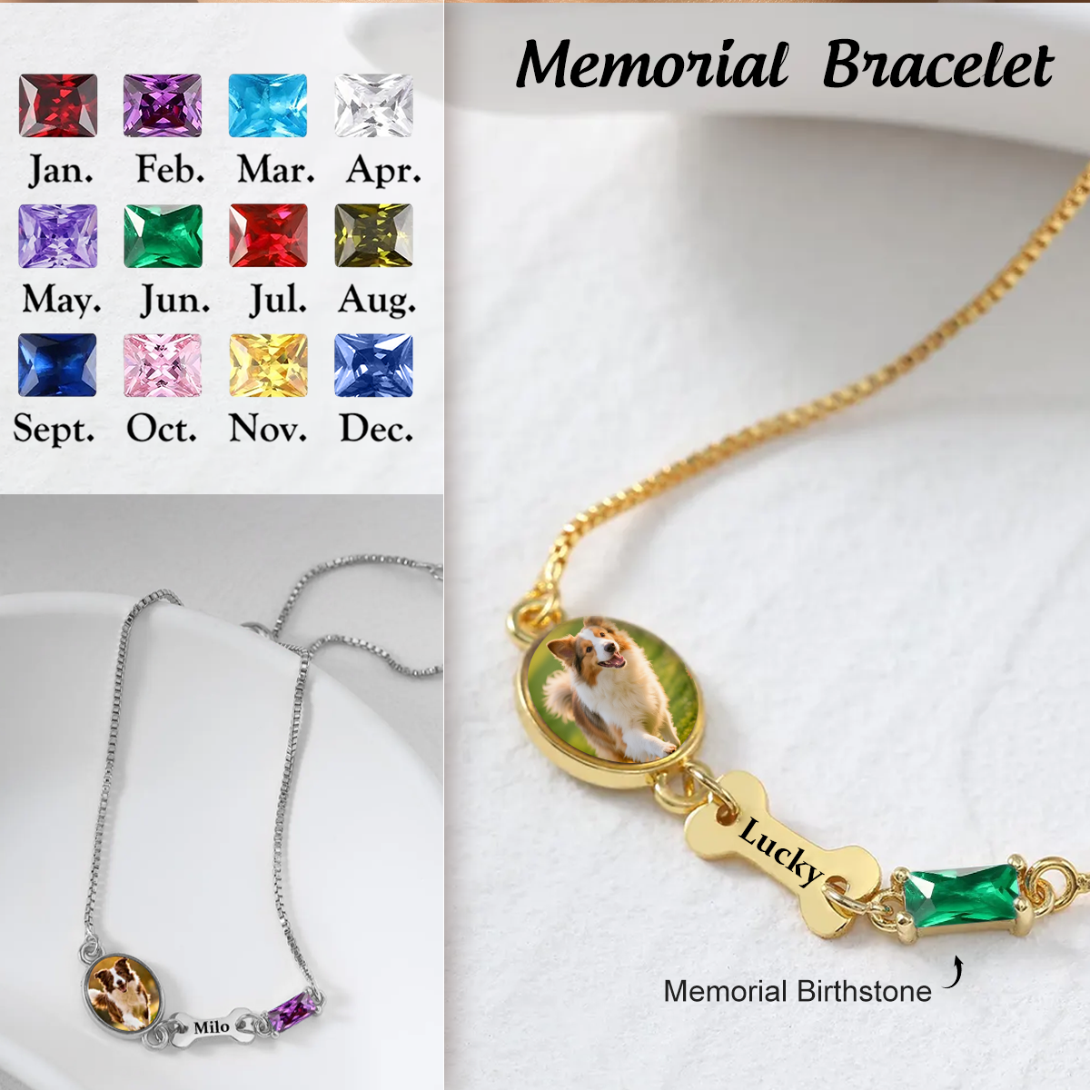 Personalized Pet Photo Charm Memorial Bracelet