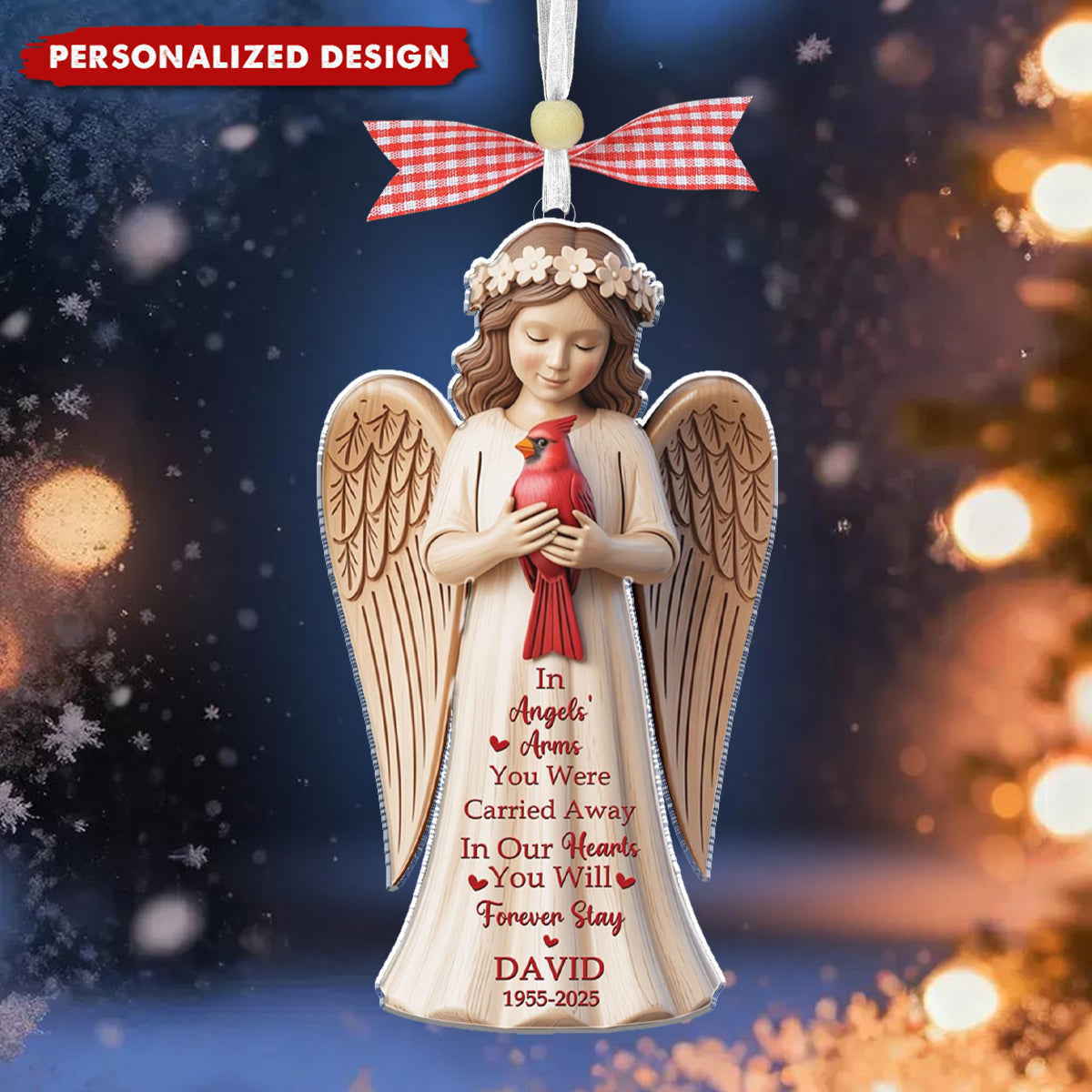 Personalized In Angels' Arms You Were Carried Away Memorial Ornament