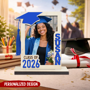 Personalized Graduation Photo Frame, Class of 2026 Grad Gift For Him Her