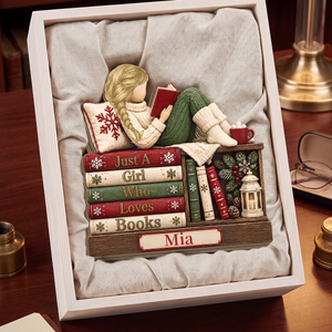 Personalized Just A Girl Who Loves Books Plaque, Bookish Christmas Gift for Her