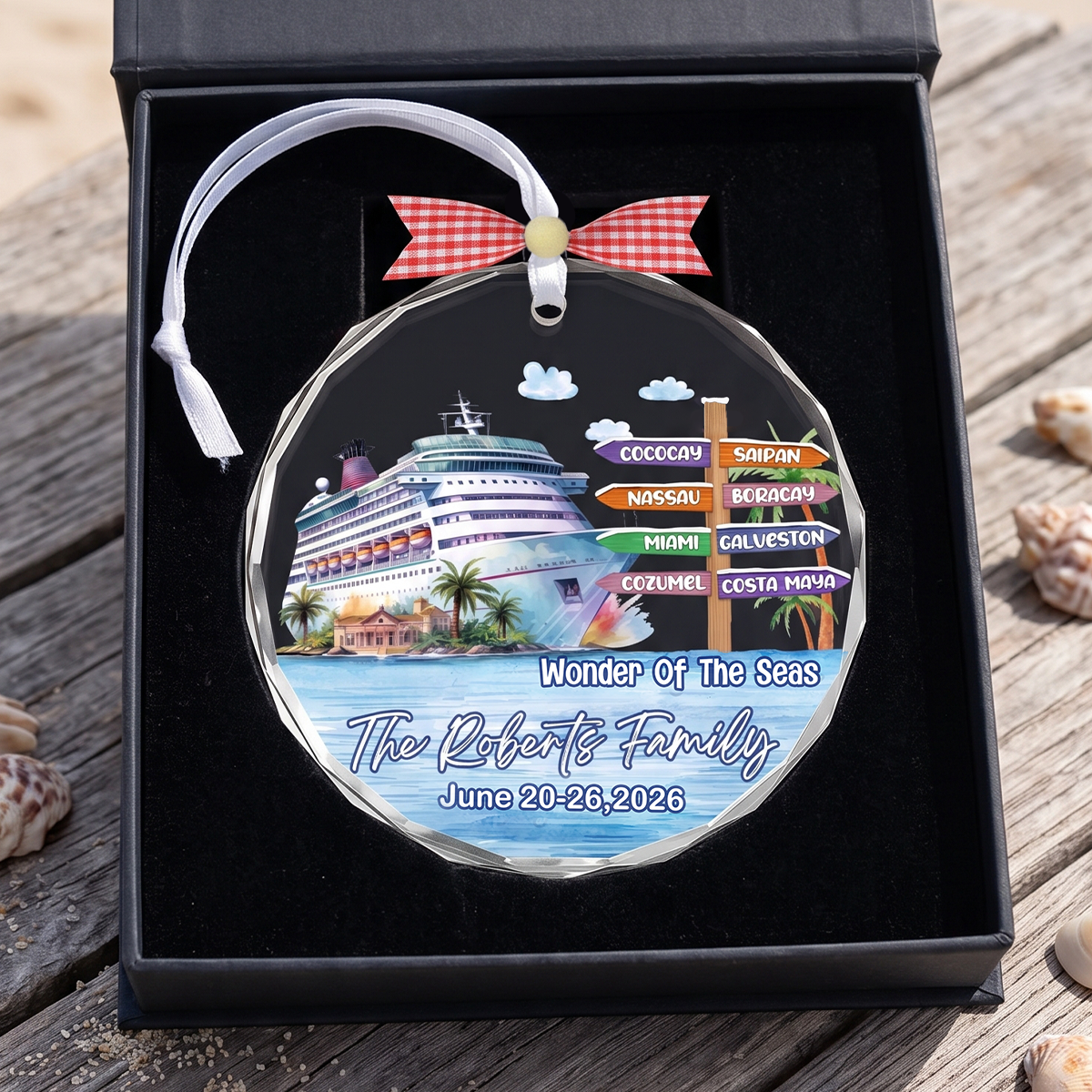 Personalized Cruise Vacation Ornament-Custom Family & Couple Travel Gift