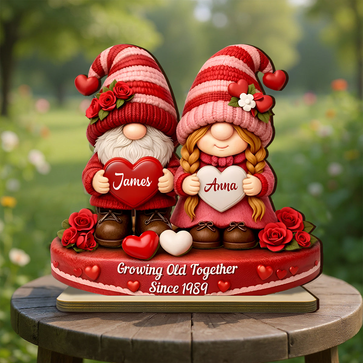 Romantic Couple - Personalized Standing Wooden Plaque - Gift For Couple