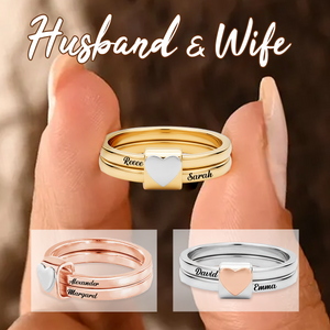 Personalized Love Heart Engraved Name Stacking Rings