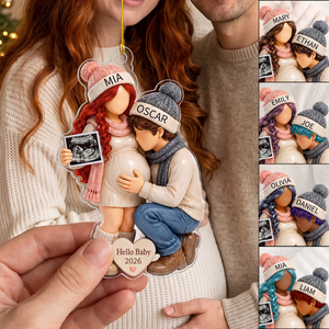Personalized Pregnancy Christmas Acrylic Ornament, Expecting Parents Ornament