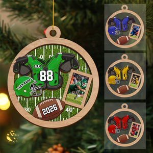 Personalized Football Player Photo Wooden Ornament-Christmas Football Gifts