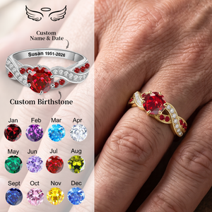 Always In My Heart, Personalized Birthstone Ring, Loss of a Loved One